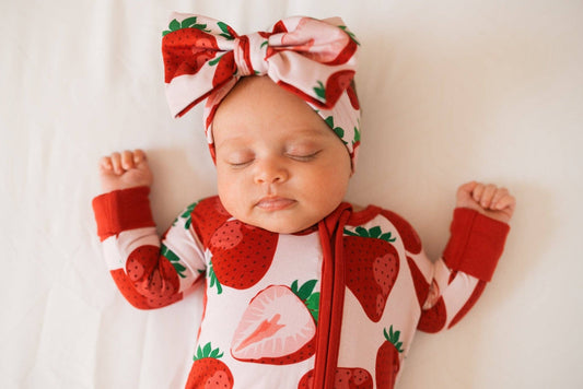 Berry Sweet Strawberry Bundle - Organic Baby Romper & Hair Bow Set