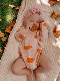 Pink Pumpkin Baby Bubble Outfit | Organic Cotton Baby Romper