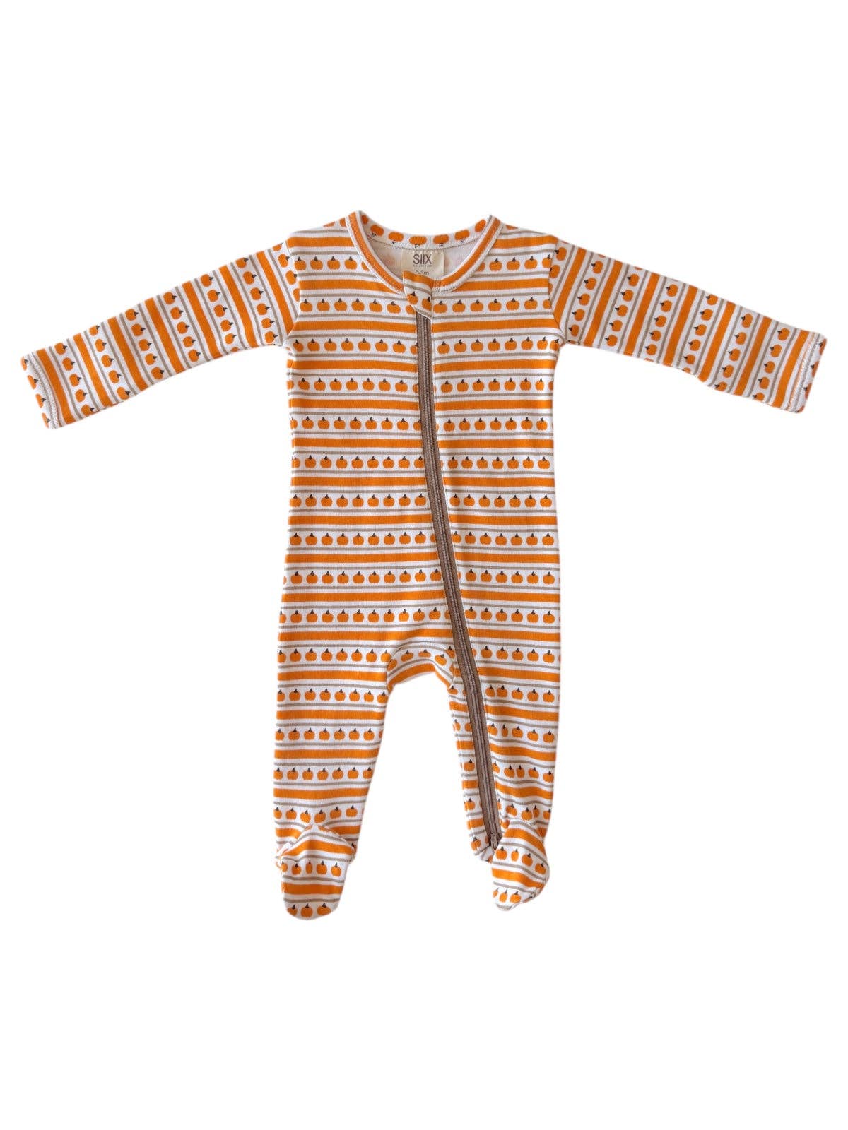 Pumpkin Stripe Zip Footie