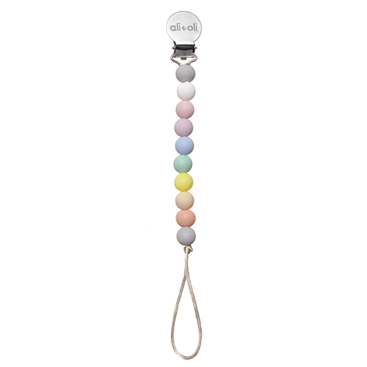 Multi-Pastel Silicone Pacifier Clip