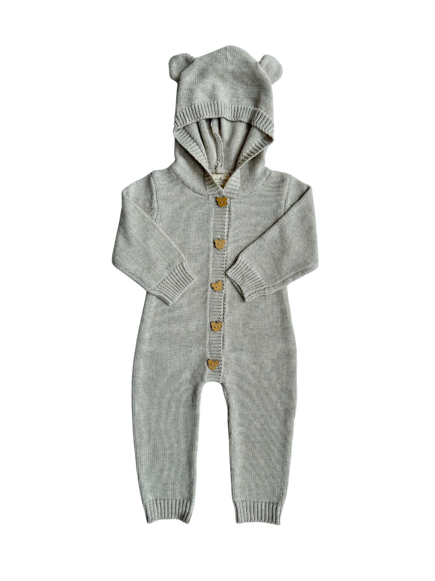 Organic Cotton Bear Cub Jumpsuit - Baby Hoodie Sleepwear with Ears