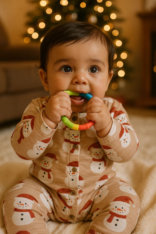 Snowman Organic Cotton Jumpsuit - Holiday Baby Romper for Winter & Christmas Outfits