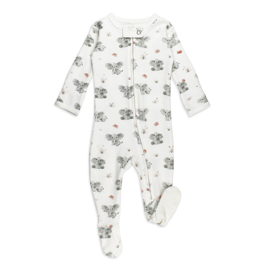 Organic Baby Elephant Zip Footie