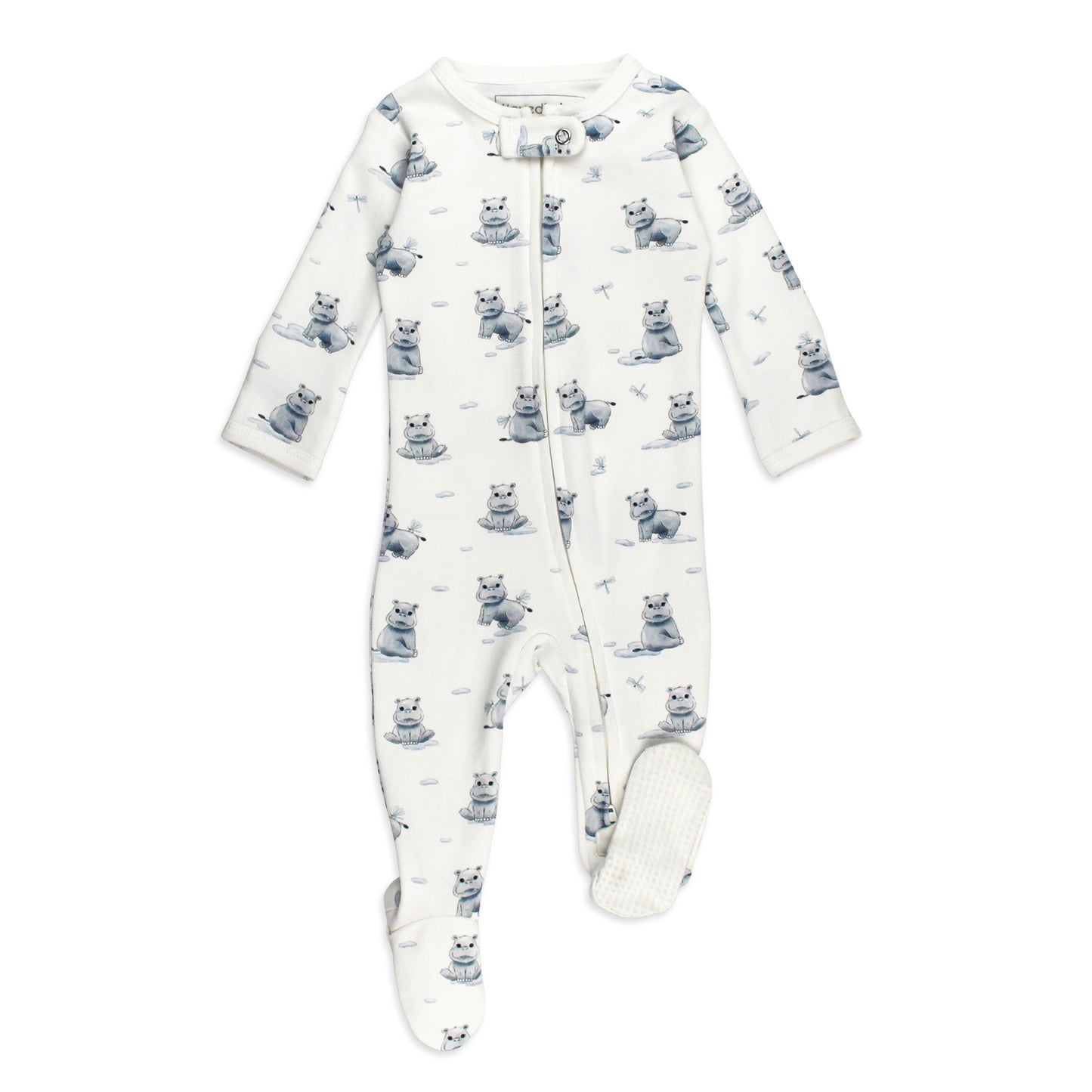 Organic 2-Way Zipper Footie in Baby Hippo