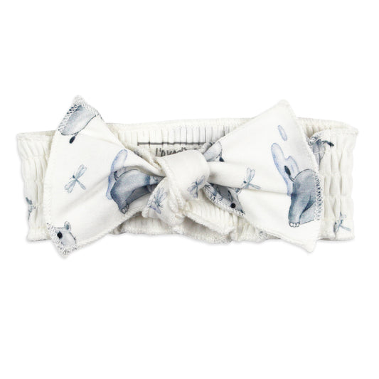 Baby Hippo Organic Cotton Bow Headband