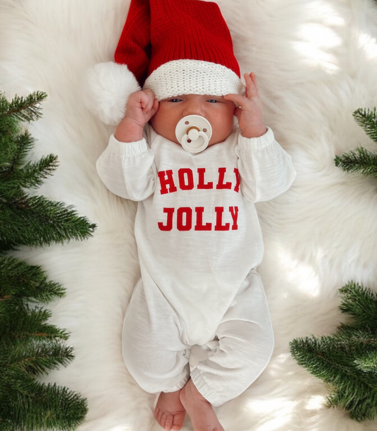 Holly Jolly Baby Jumpsuit | Organic Christmas Outfit