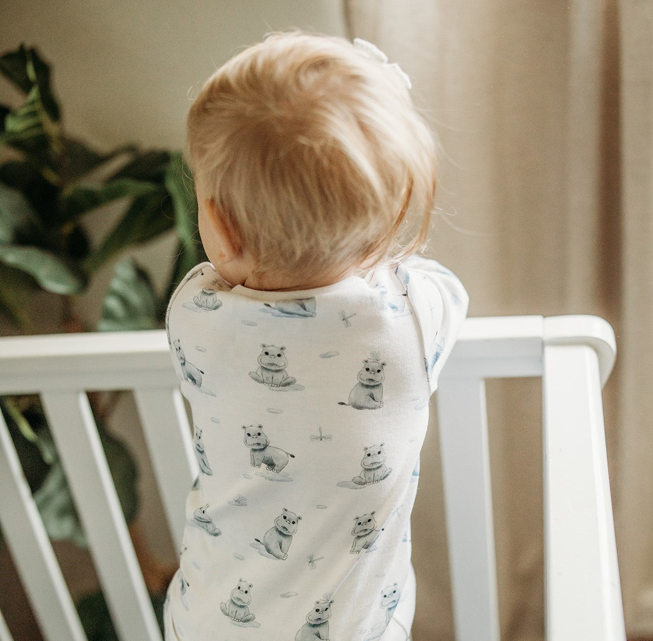 Organic 2-Way Zipper Footie in Baby Hippo