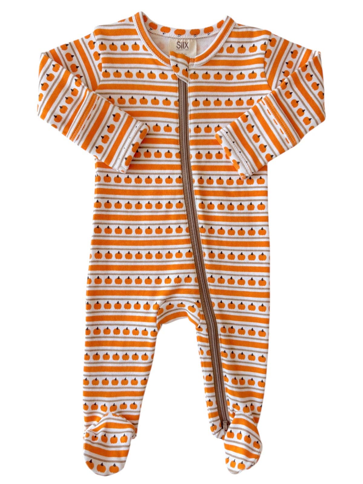 Pumpkin Stripe Zip Footie