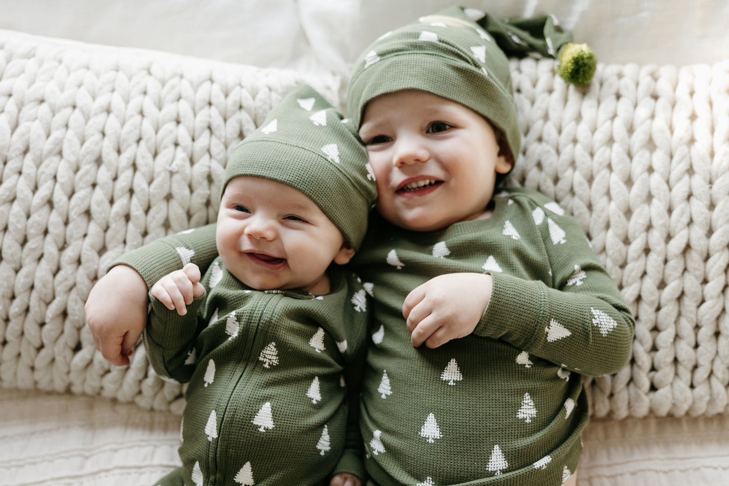Frosty Pine Thermal 2-Way Zipper Footie & Cap Set