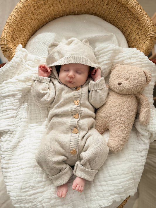 Organic Cotton Bear Cub Jumpsuit - Premium baby sleepwear from Tiny Toes Treasures Spring 2026 Collection