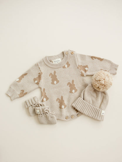 Spring Bunny Jacquard Romper - Organic Cotton