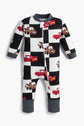 Children's onesie with car pattern on a white background