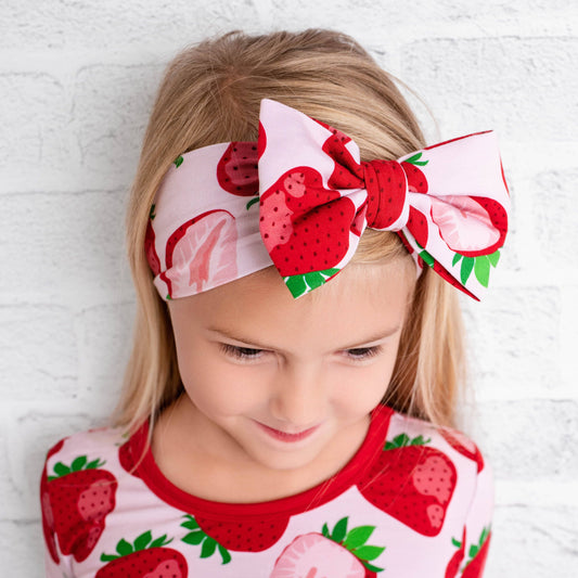 Berry Sweet Strawberry Hair Bow - Organic Baby Bow Accessory