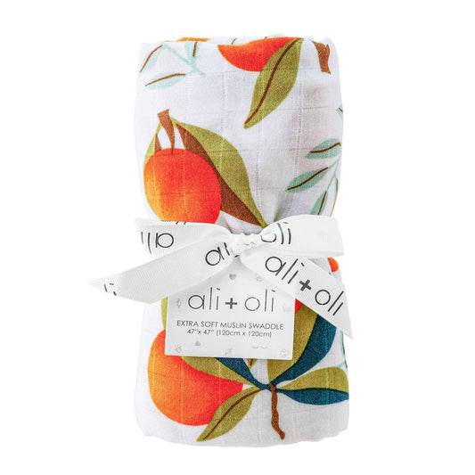 Bamboo Muslin Swaddle Blanket – Tangerine, 47" x 47"