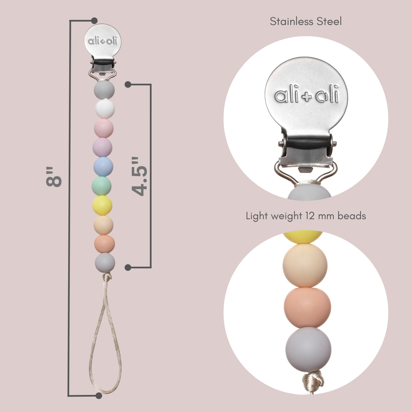 Silicone Pacifier Clip (Multi-Pastel)