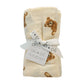 Bamboo Muslin Swaddle Blanket - Teddy Bear Print | 47x47 Organic Baby Swaddle