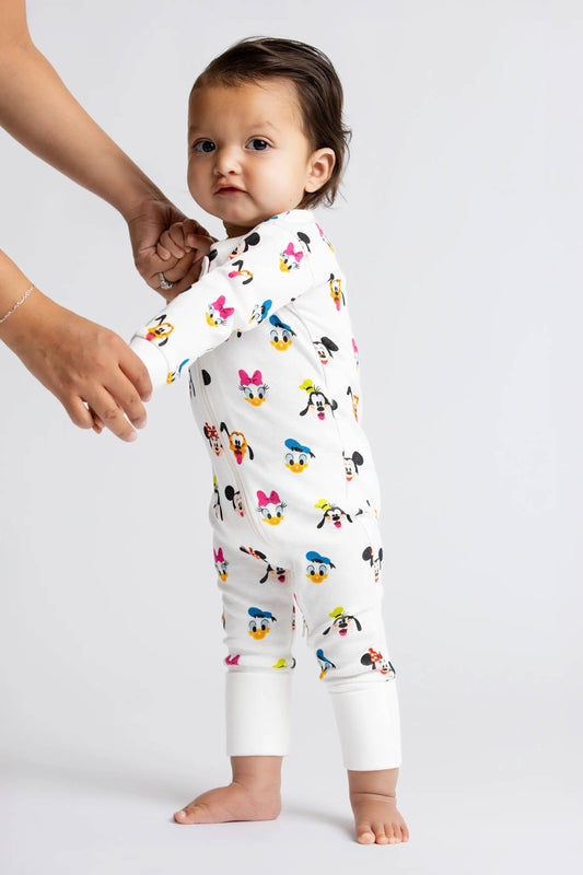 Organic Cotton One-Piece Baby Pajamas | Disney Mickey + Friends | Unisex Baby Sleepwear