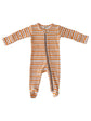 Organic Pumpkin Stripe Baby Zip Footie Pajamas | Fall Baby Outfit