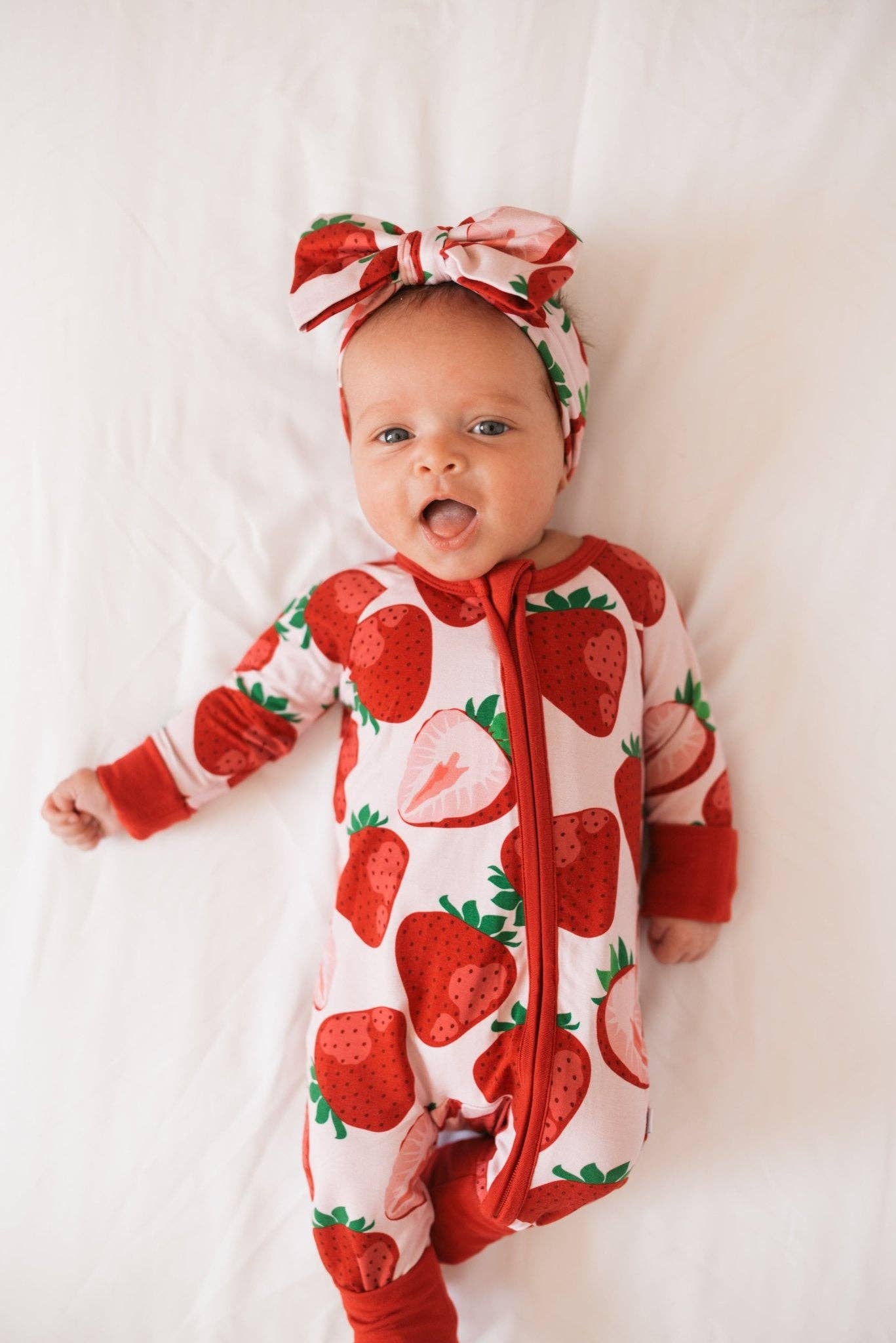 Berry Sweet Strawberry Romper - Bamboo Baby Sleepwear