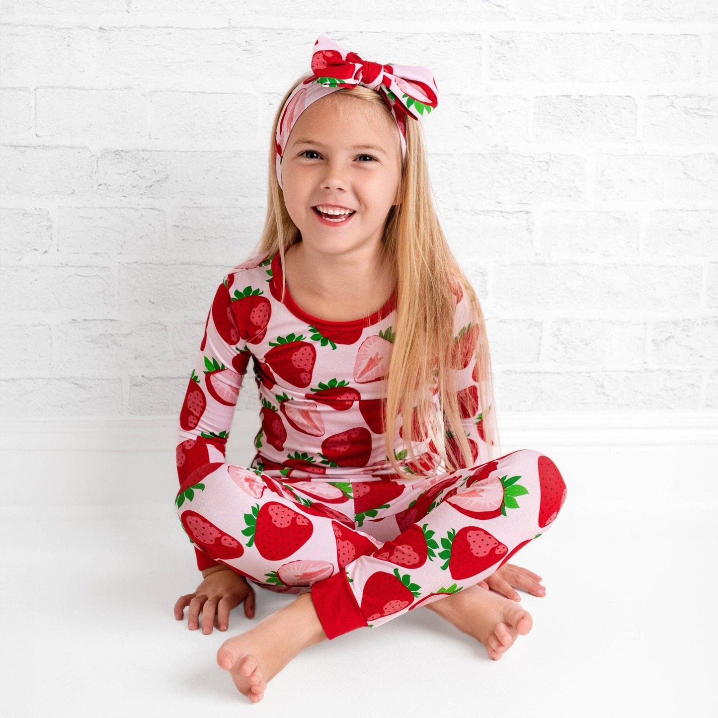 Berry Sweet Strawberry Bamboo Pajamas - Long Sleeve Kids PJs