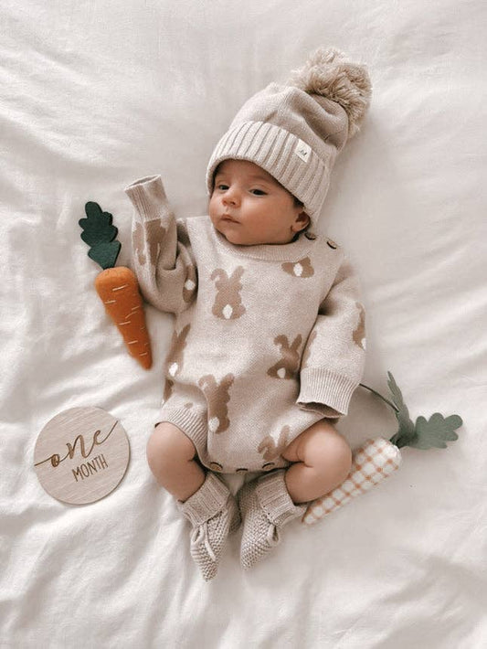 Spring Bunny Jacquard Romper - Organic Cotton