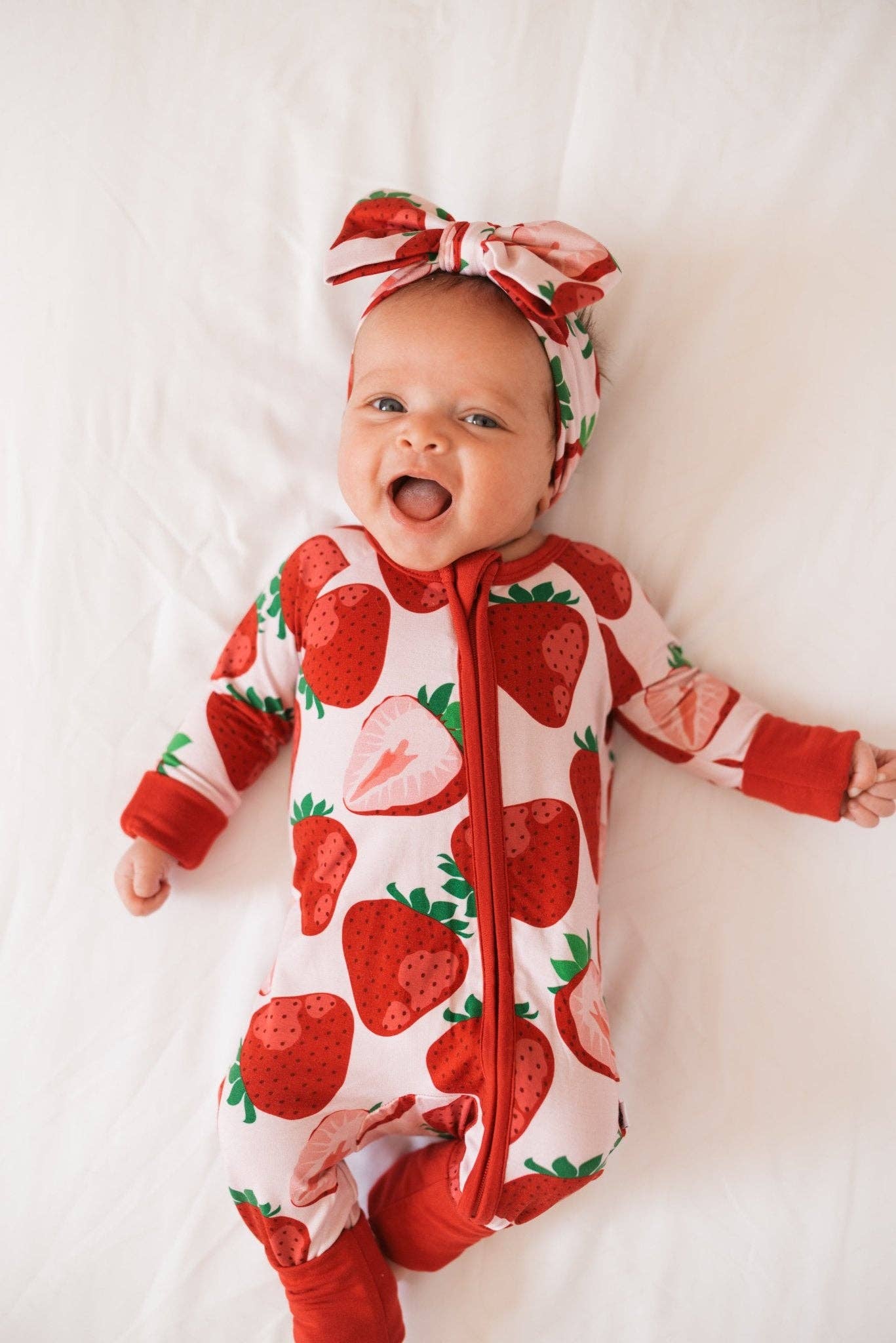 Berry Sweet Strawberry Romper - Bamboo Baby Sleepwear