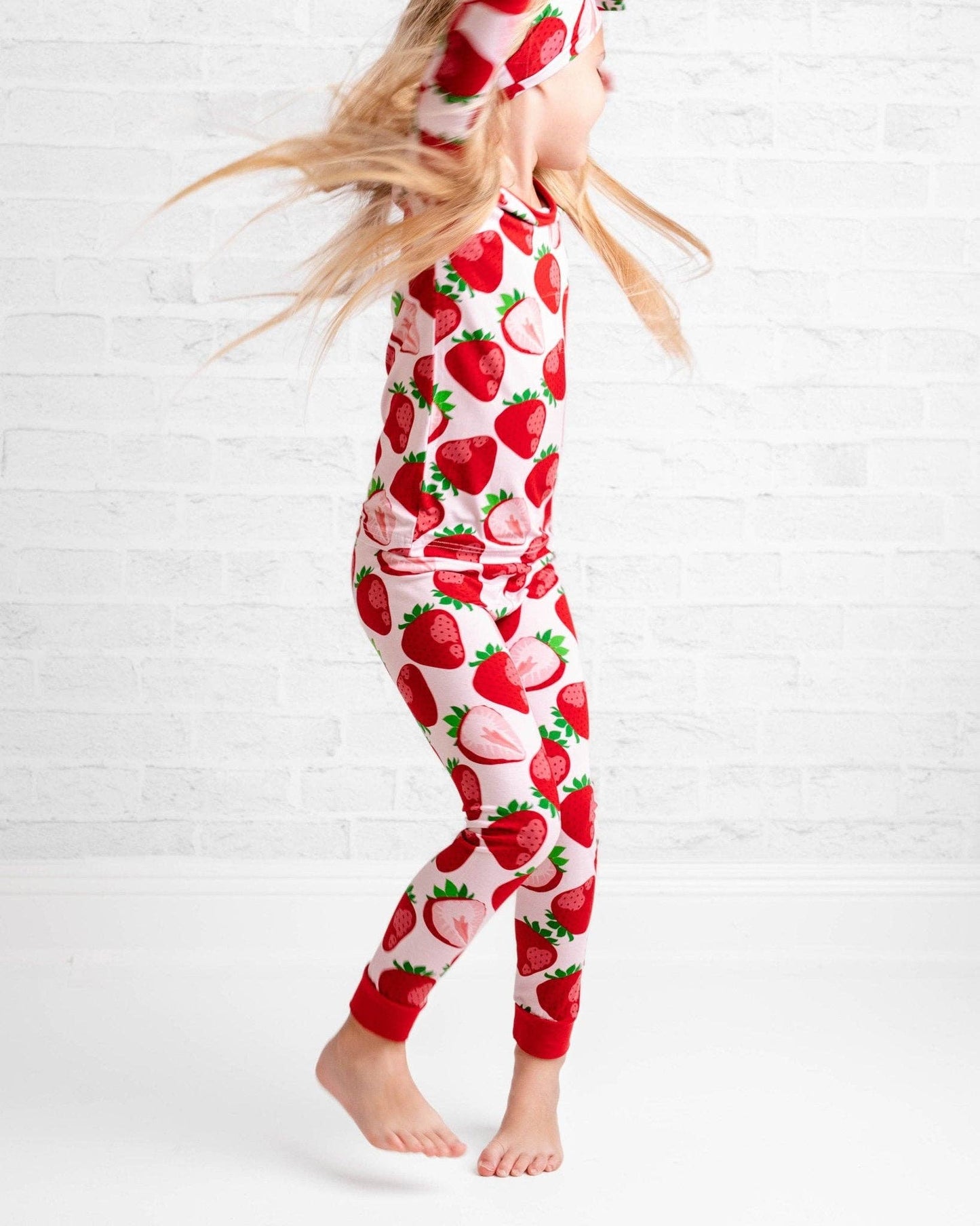 Berry Sweet Strawberry Bamboo Pajamas - Long Sleeve Kids PJs