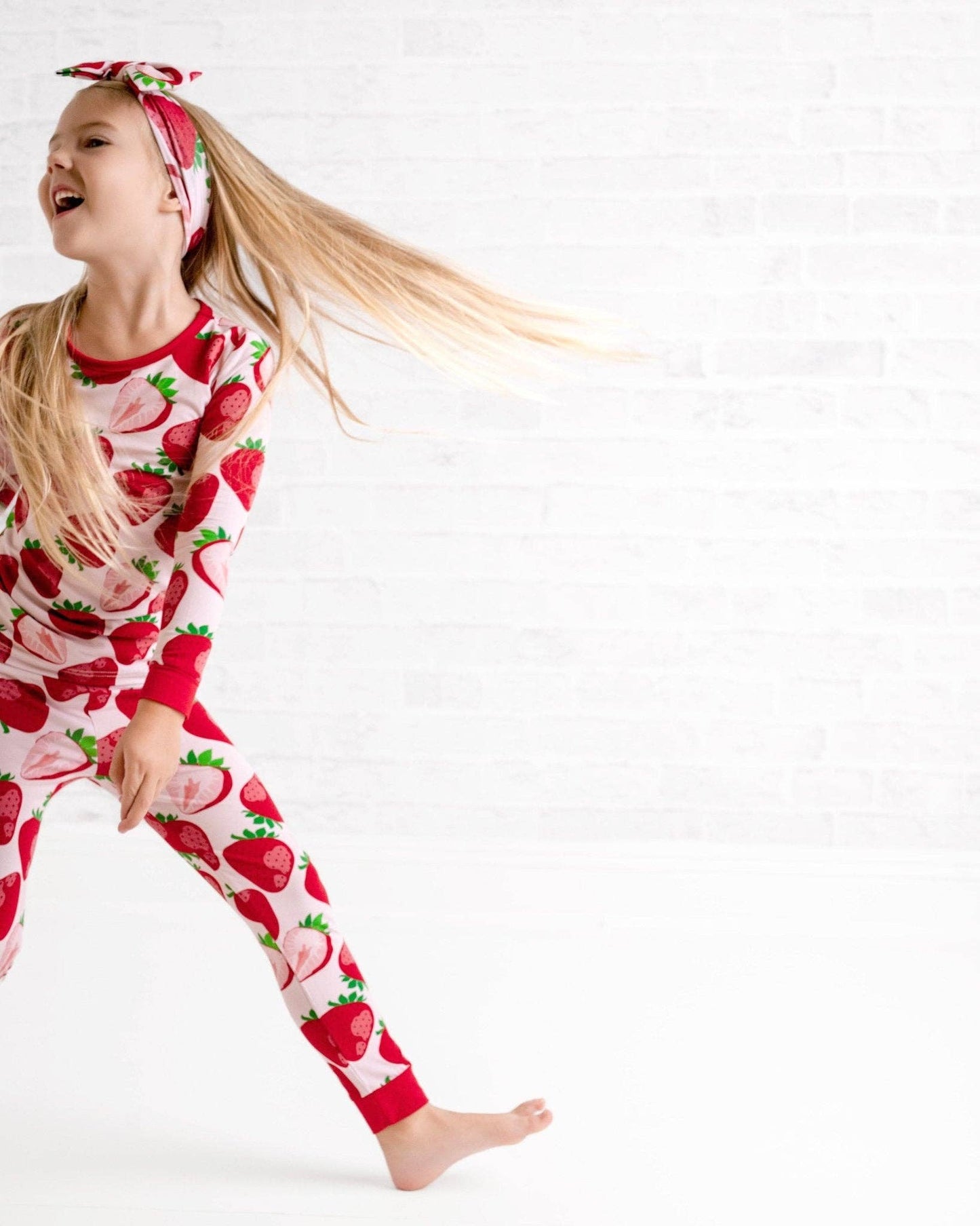 Berry Sweet Strawberry Bamboo Pajamas - Long Sleeve Kids PJs