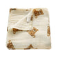 Bamboo Muslin Swaddle Blanket - Teddy Bear Print | 47x47 Organic Baby Swaddle