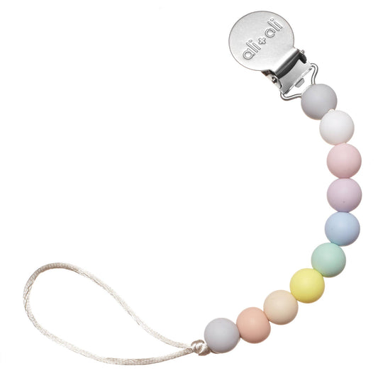 Multi-Pastel Silicone Pacifier Clip