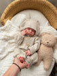 Organic Baby Clothes Bundle - Bear Jumpsuit & Pacifier Clips Gift Set for Newborns