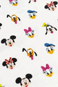 Cartoon character faces pattern on a white background