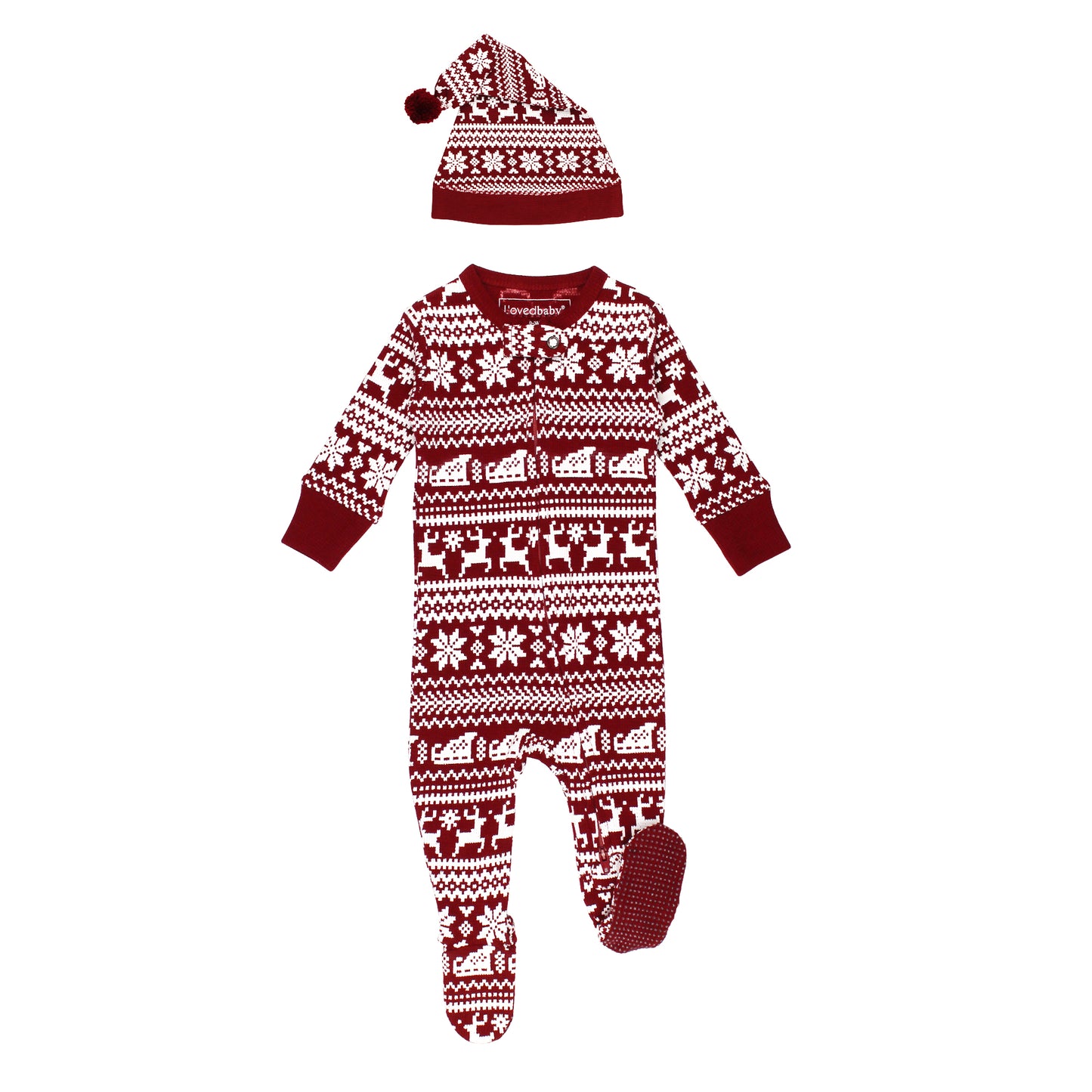 Santa's Sleigh Thermal Footie, Cap & Blanket Bundle