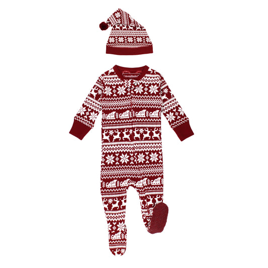 Santa's Sleigh Thermal Footie, Cap & Blanket Bundle