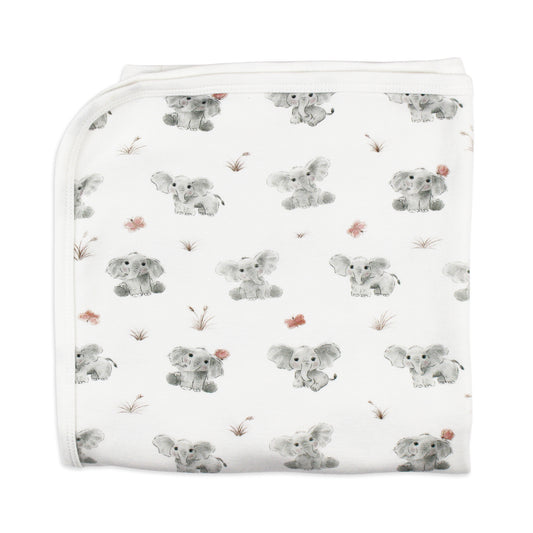 Cute Elephant Organic Cotton Crib Sheet & Blanket Bundle