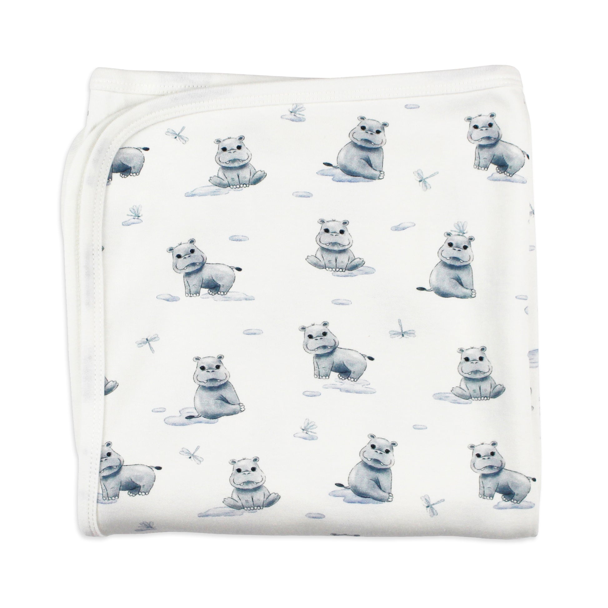 Cute Hippo organic cotton blanket detail