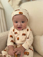 Organic Knotted Hat in Brown Bear