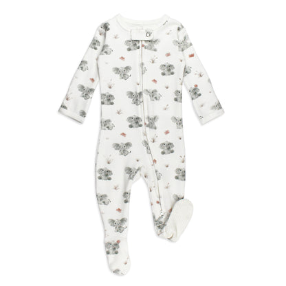 Organic 2-Way Zipper Footie in Baby Elephant