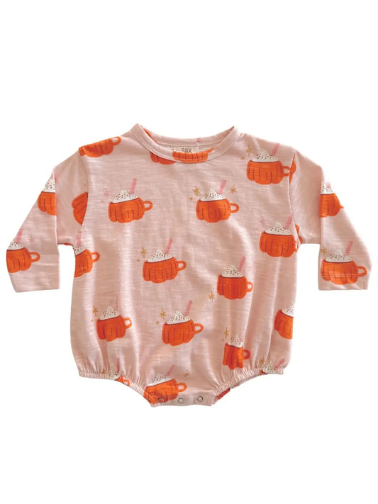Pink Pumpkin Baby Bubble Outfit | Organic Cotton Baby Romper