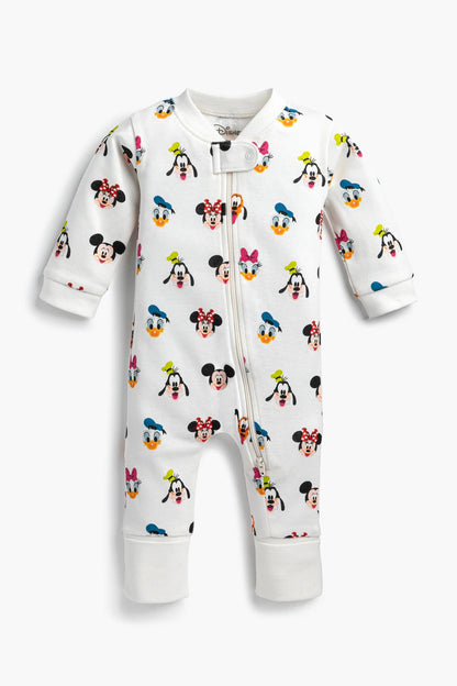 Organic Cotton One-Piece Baby Pajamas | Disney Mickey + Friends | Unisex Baby Sleepwear