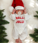 Holly Jolly White / Organic Long Sleeve Jumpsuit