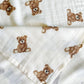 Bamboo Muslin Swaddle Blanket - Teddy Bear Print | 47x47 Organic Baby Swaddle