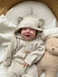 Organic Baby Clothes Bundle - Bear Jumpsuit & Pacifier Clips Gift Set for Newborns