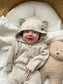 Organic Cotton Bear Cub Jumpsuit - Baby Hoodie Sleepwear with Ears