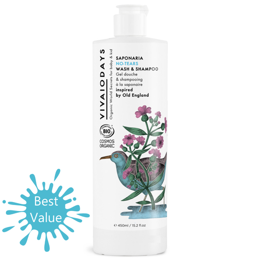 No-Tears Baby Wash & Shampoo - Organic 2-in-1 for Sensitive Skin & Newborns