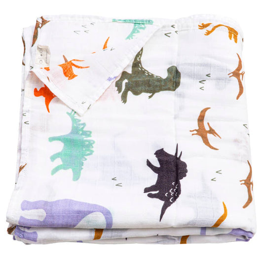 Bamboo Muslin Swaddle Blanket (Dinosaurs)
