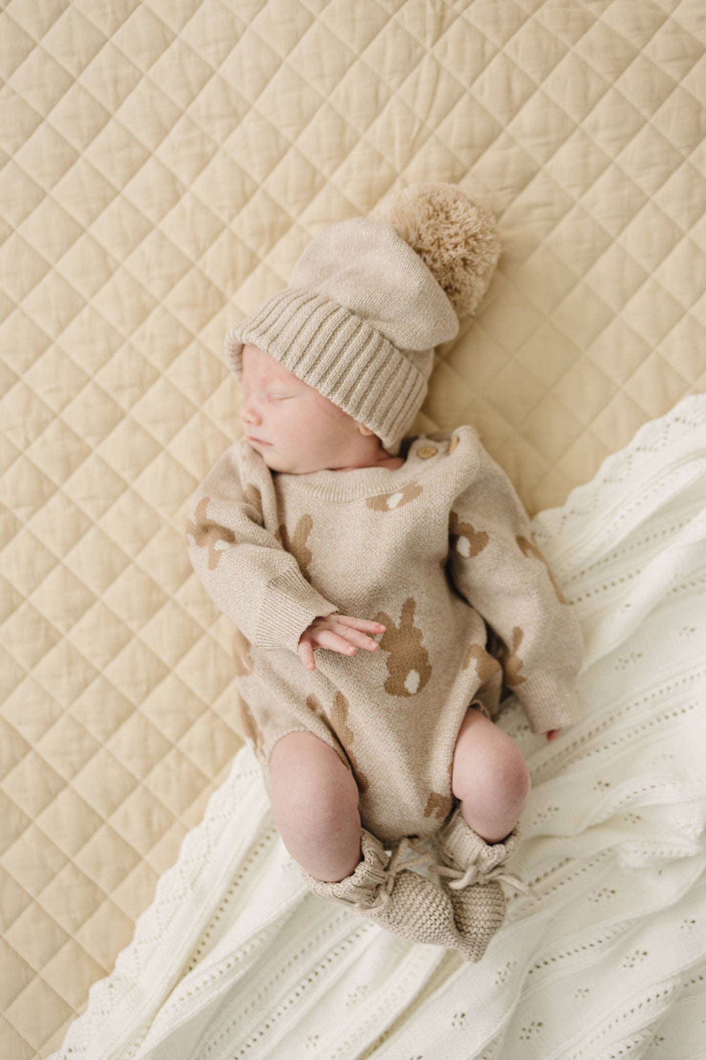 Spring Bunny Jacquard Romper - Organic Cotton