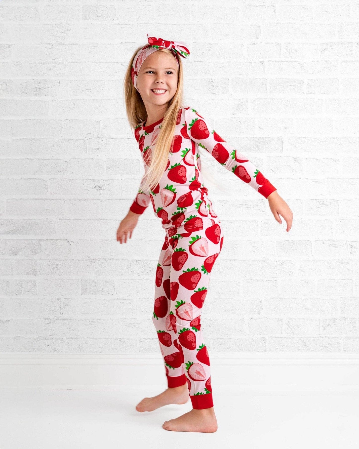 Berry Sweet Strawberry Bamboo Pajamas - Long Sleeve Kids PJs