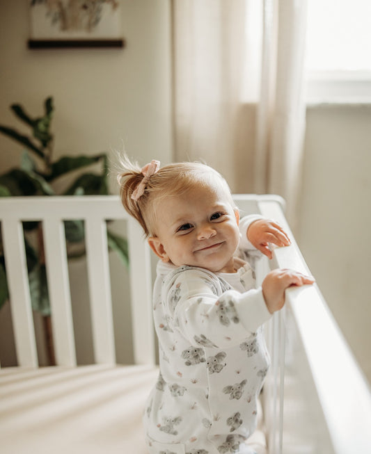 Organic Baby Elephant Zip Footie