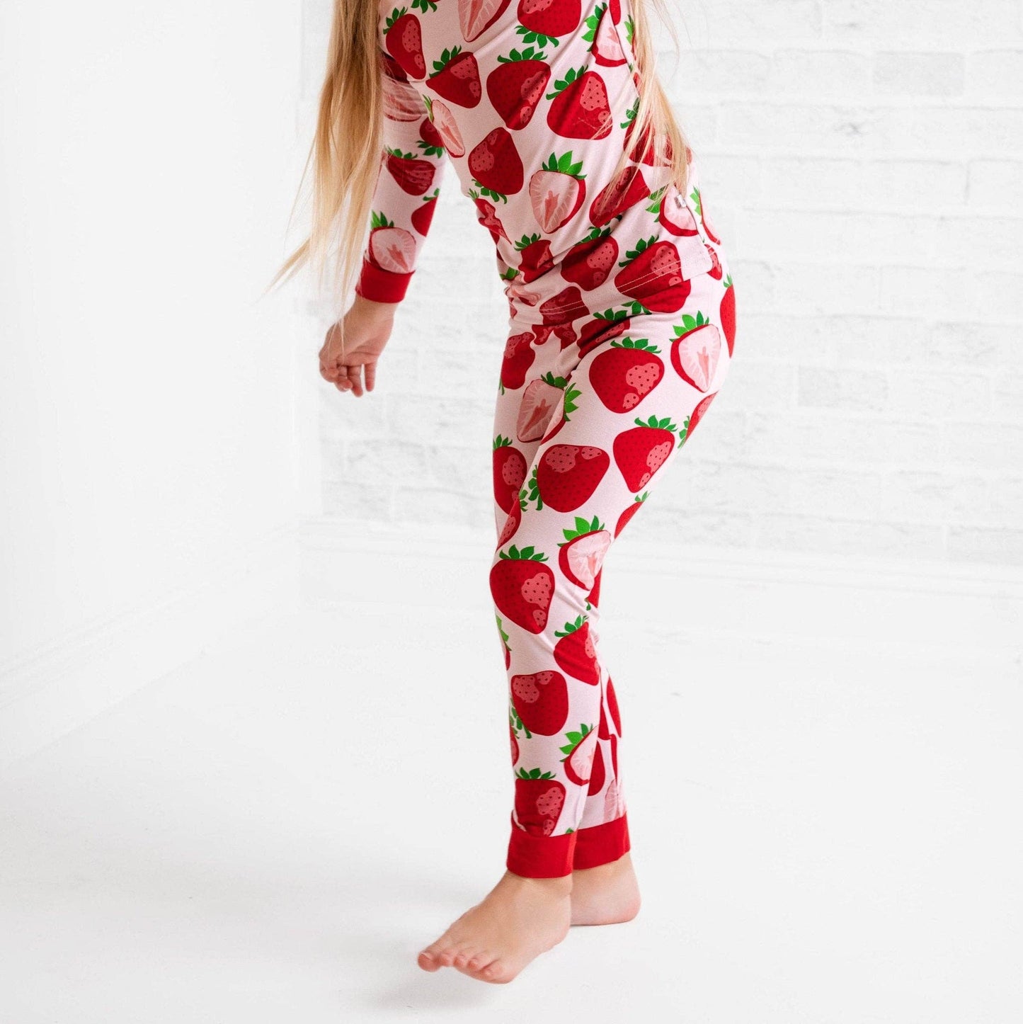Berry Sweet Strawberry Bamboo Pajamas - Long Sleeve Kids PJs
